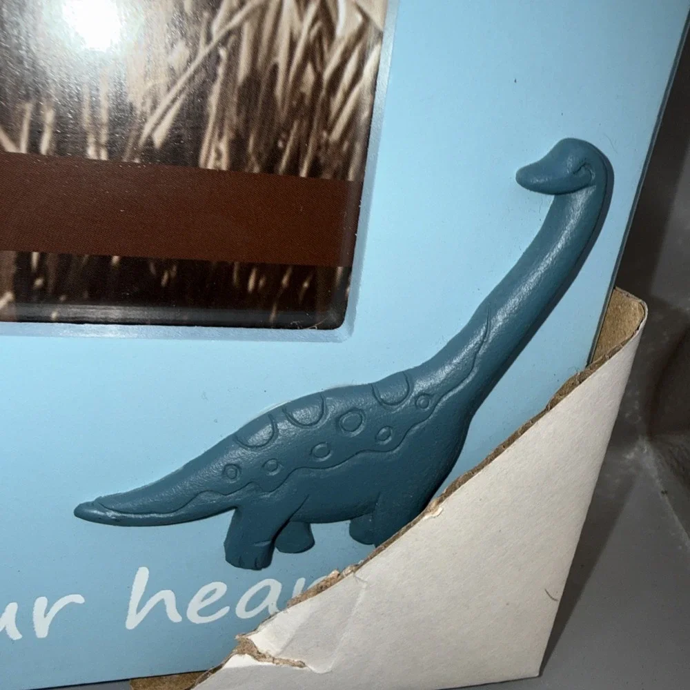 Living Traditions Home Blue Dinosaur Frame Wooden Little Boys Leave Smudges 5x7